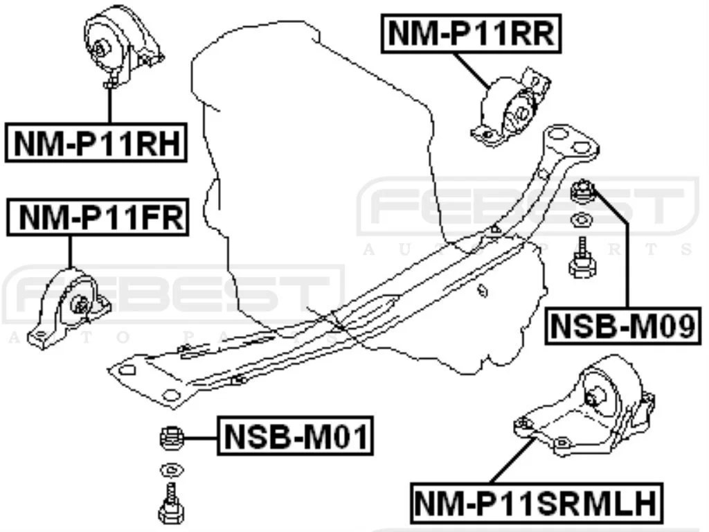 Poduszka skrzyni biegów lewa NISSAN - [11220-2F601,112202F601]