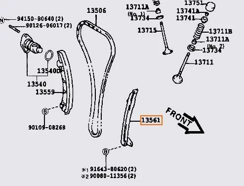 Prowadnica łańcucha rozrządu  TOYOTA - [A13561-0N010]-antywibracyjna