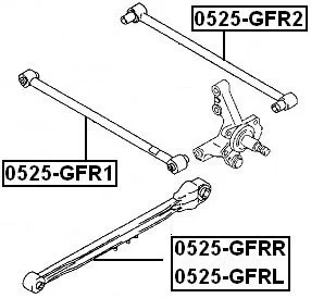 Wahacz tylny wleczony- MAZDA [0525-GFRR] (BL8D-28-200B, BL8D28200B) PRAWY