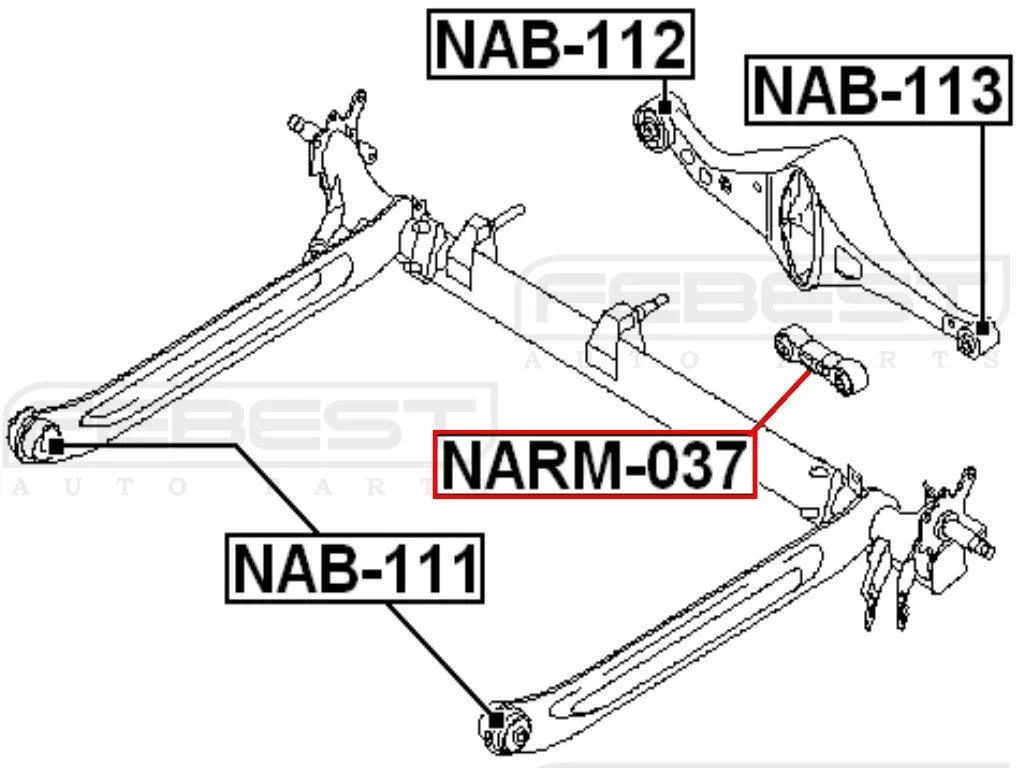 Drążek zawieszenia  belki tylnej  NISSAN - [NARM-037](55120-AU000)