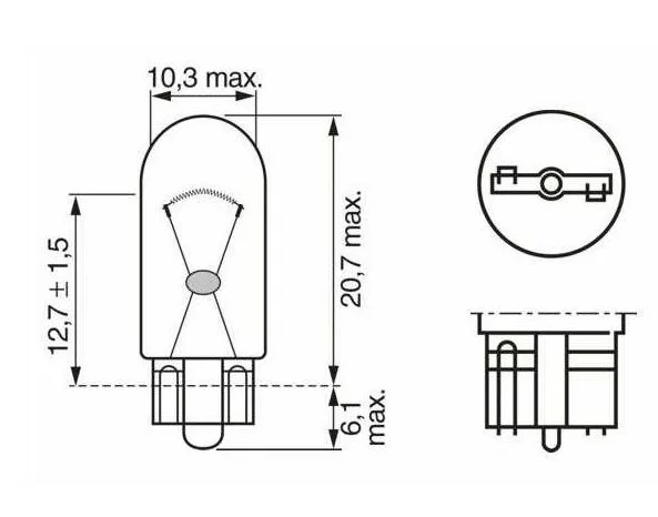 Żarówka całoszklana 12V 3W  [NAR 17097]