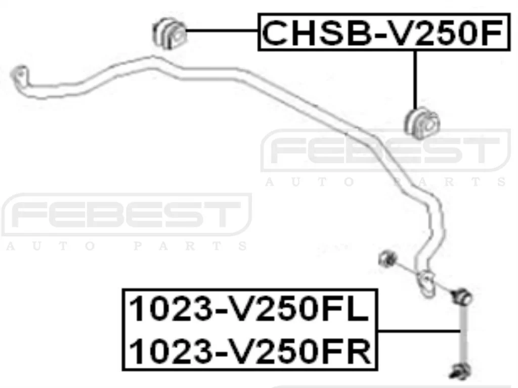 Guma drążka stabilizatora przód CHEVROLET - [CHSB-V250F] 96859­498,96454146,96475985 DI=25 mm