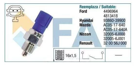 Włącznik świateł cofania NISSAN - [FAE40825] 32005-6J001 320056J001 niebieski