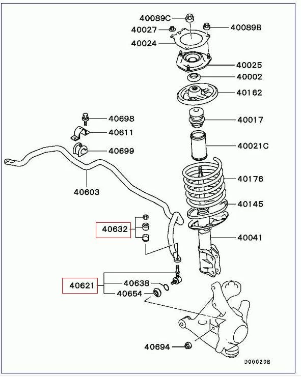 Łącznik drążka stabilizatora przód MITSUBISHI - [16-0628J] (4056A040)