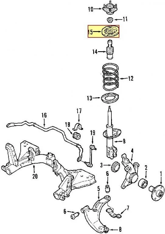 Oprawa gniazdo blacha opora górna sprężyny przedniej - MAZDA  323 BJ PREMACY B25D34341A , B25D-34-341A