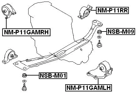 Poduszka silnika prawa - NISSAN [NM-P11GAMRH] 11210-2F001 , 112102F001 PRIMERA
