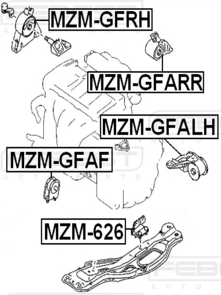 Poduszka silnika tył MAZDA - [MZM-GFARR] GE4T39040,GG2P39040A