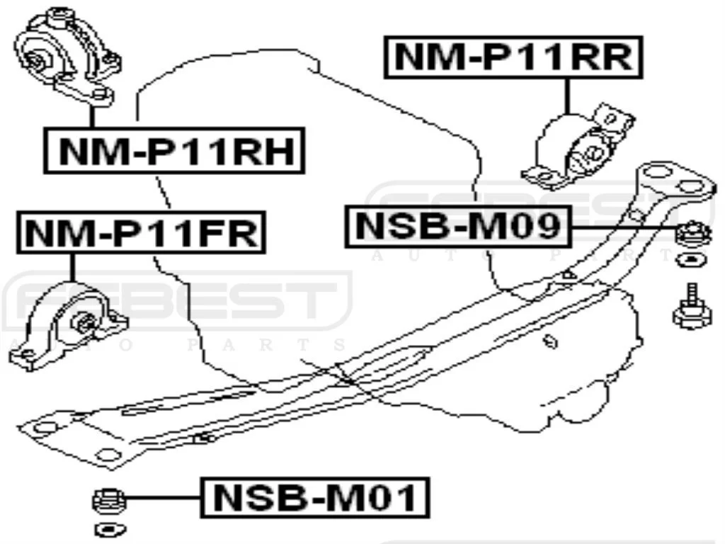 Poduszka silnika z przodu - NISSAN [NM-P11FR](11270-2F305) obudowa stalowa MT CVT MCVT