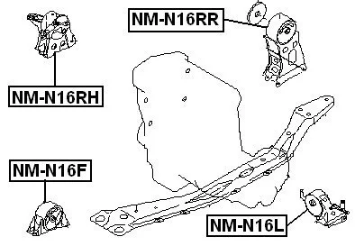 Poduszka silnika z przodu środkowa - NISSAN [NM-B15F] 11270-2F200,11270-4M400 ALMERA N16