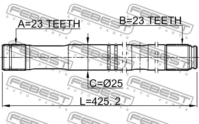 Półoś lewa TOYOTA Avensis [0112-ZZT251LH]  43470-09N40, 4347009N40  23X425X23