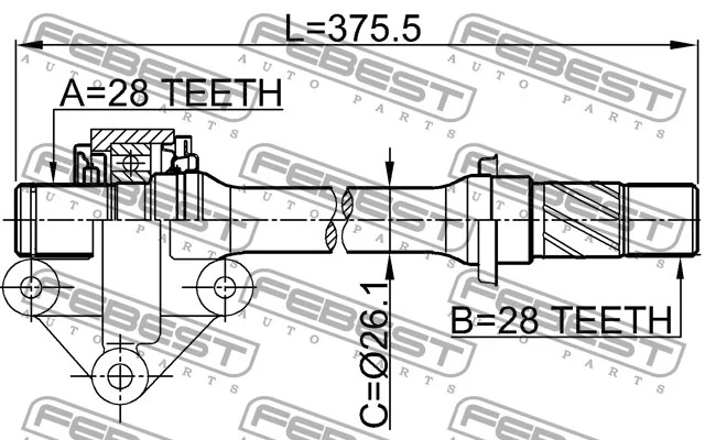 Półoś PRAWA kpl. MAZDA - [0512-CP](GA15-25-700B) 28x375x28