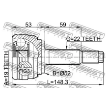  Przegub kpl. CHEVROLET - [1010-AV](96391554 ) (-ABS) 19x52x22