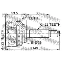  Przegub kpl. CHEVROLET - [1110-007A47](96391551) (+ABS) 22x52x22