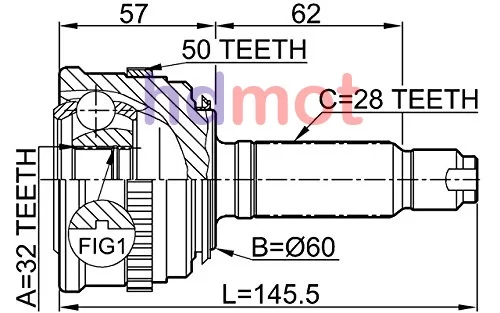 Przegub kpl. HONDA - [0310-022A50](+ABS) 32x60x28