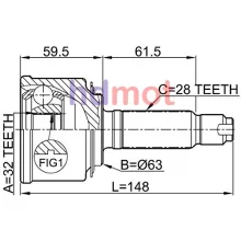  Przegub kpl. HONDA - [0310-057](44014-S9A-010 44014-S9A-020) (-ABS) 32x63x28