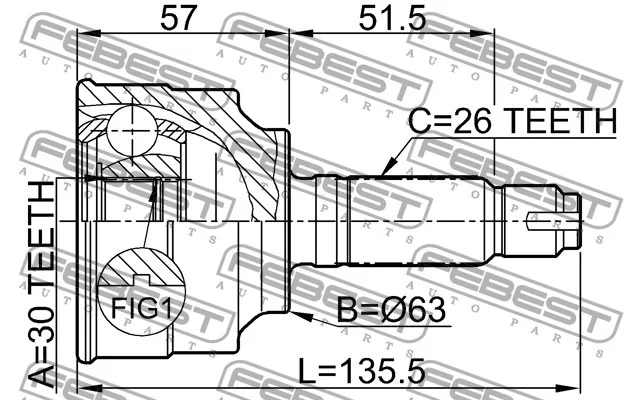  Przegub kpl. HONDA - [0310-060](44014-SDC-A00 #44305-SDC-A00) (-ABS) 30x63x26