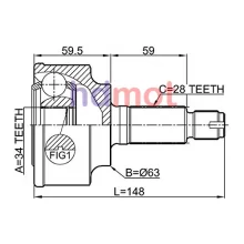   Przegub kpl. HONDA - [0310-CL22] 34X63X28 44305-SEF-E00,44014-SEF-E01