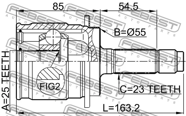 Przegub kpl. HONDA - [0310-RD5R](42330-S9A-305)25x55x23 TYLNY do 4WD