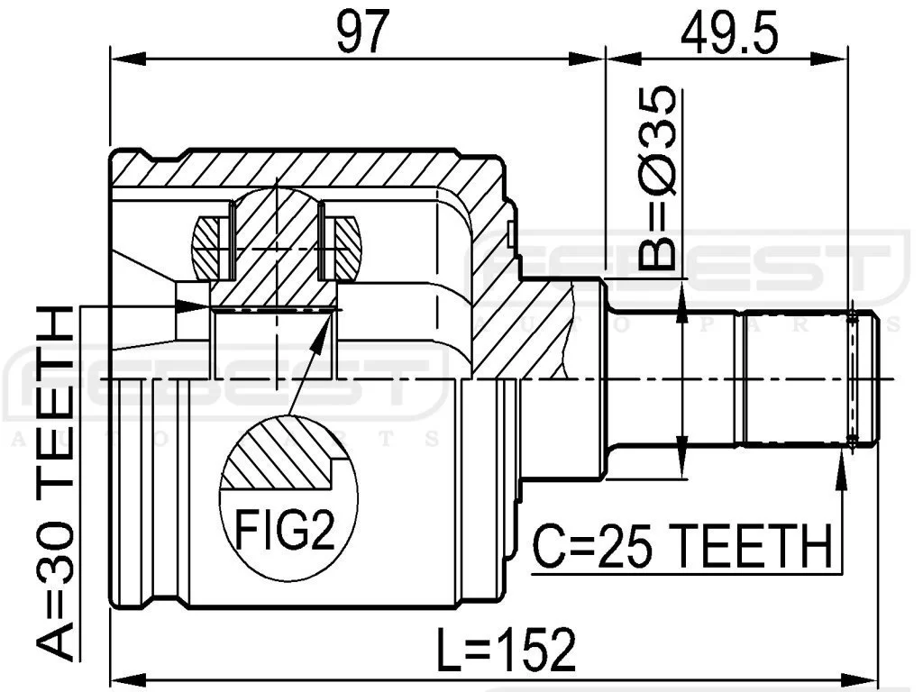 Przegub kpl. HONDA - [NPW-HD-003] 44310­-SH3-960,44310-SH3960   PRAWY  30X35X25
