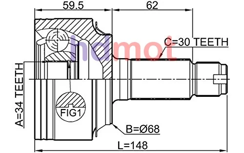 Przegub kpl. HONDA - [NPW-HD-061] 44014-TL1-E52  34X68X30
