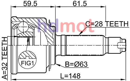 Przegub kpl. HONDA - [NPZ-HD-044](44014-S9A-010 44014-S9A-020) (-ABS) 32x63x28