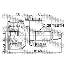  Przegub kpl. MAZDA - [0510-045A44](FA52-22-610B)(+ABS) 29x56x26