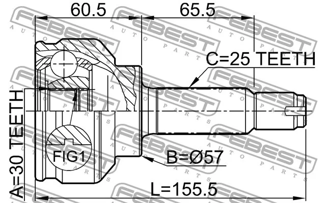 Przegub kpl. MITSUBISHI - [0410-CS3A](MR580575) 30x57x25