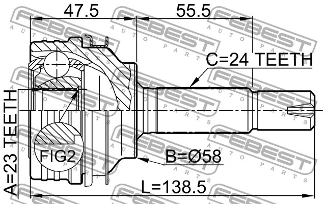 Przegub kpl. TOYOTA - [0110-035](43410-52030) (-ABS) 23x58x24