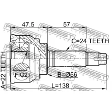  Przegub kpl. TOYOTA - [0110-042](43410-52010 43410-52120) (-ABS) 22X56X24