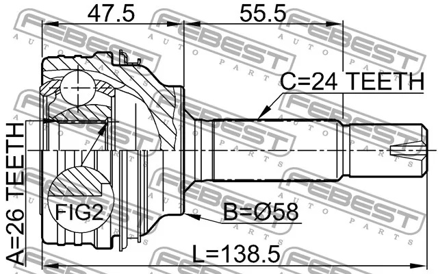 Przegub kpl. TOYOTA - [0110-040](43410-52040 43410-52050) (-ABS) 26X56X24