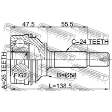  Przegub kpl. TOYOTA - [0110-040](43410-52040 43410-52050) (-ABS) 26X56X24