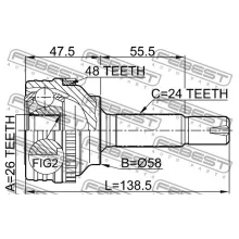  Przegub kpl. TOYOTA - [0110-040A48](43460-59025 43470-59025) (+ABS) 26X58X24(48)