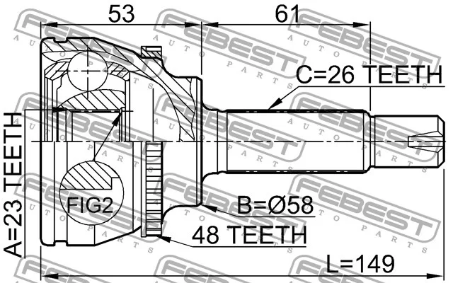 Przegub kpl. TOYOTA - [0110-054A48](43470-80018 43460-19795) (+ABS) 23x58x26 (48)