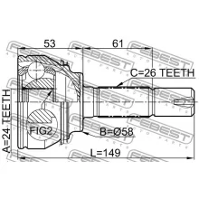  Przegub kpl. TOYOTA - [0110-055](43410-02220 43410-02230) (-ABS) 24x58x26