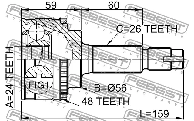 Przegub kpl. TOYOTA - [ 0110-056A48](43460-09331 43470-09541) (+ABS) 24x56x26 (48)