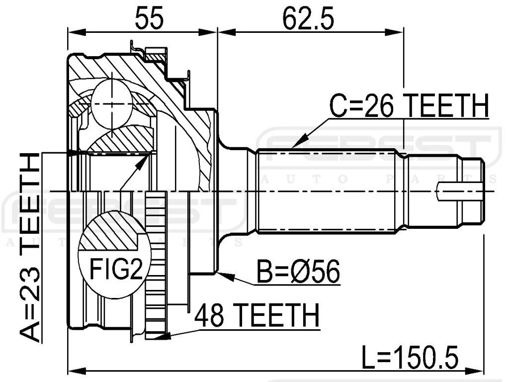 Przegub kpl. TOYOTA - [0110-010A48](+ABS)[48]  23x56x26 JAPOŃSKA