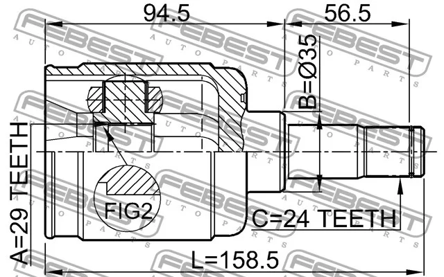  Przegub wewn. LEWY kpl. MAZDA - [0511-CPLH](FD51-22-620) 29x35x24