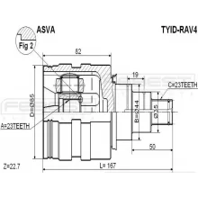  Przegub wewn.LEWY kpl. TOYOTA - [TYID-RAV4] 43403-12060 , 4340312060  23X44X23