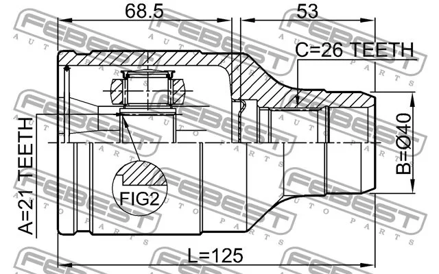Przegub wewn. PRAWY kpl. SUZUKI - [0711-LNRH](44117-54G10) 21X40X26