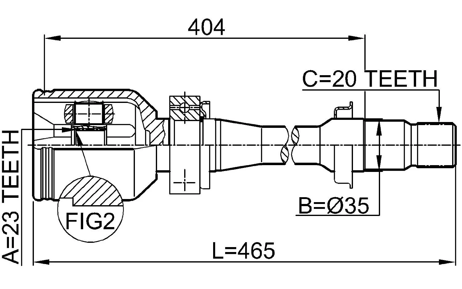 Przegub wewn. PRAWY kpl. z półosią TOYOTA - [0111-ST220RH](43030-05050,4303005050) 23x35x20