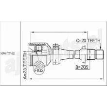  Przegub wewn. PRAWY kpl. z półosią TOYOTA - [NPW-TY-021](43030-05050) 23x35x20
