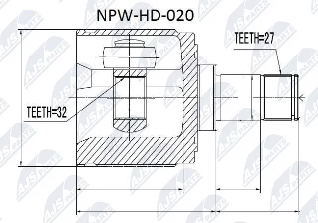 Przegub wewnętrzny kpl. HONDA- [NPW-HD-020] PRAWY 32/40/27