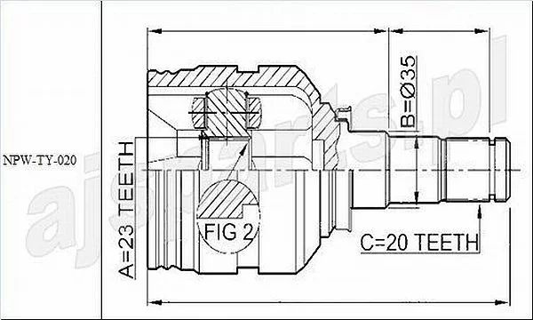 Przegub wewnętrzny TOYOTA - [NPW-TY-020] 43040-05110,4304005110  23X35X20