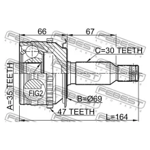  Przegub zewnętrzny MITSUBISHI - [0410-KB4A47] 35x69x30 (47)