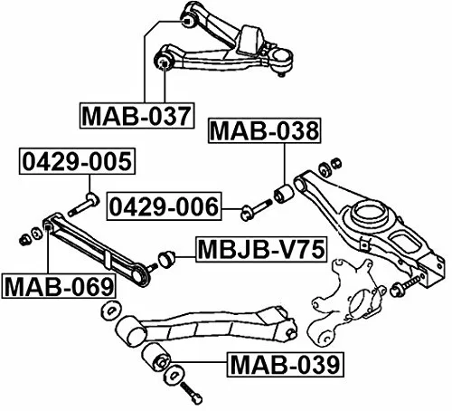 Śruba mimośrodowa regulacji zbieżności - MITSUBISHI-[0429-005] MR418739 