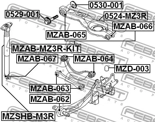 Śruba regulacyjna wahacza tył MAZDA - [ZWT-MZ-069S] BP4K-28-66ZB  ,BP4K2866ZB