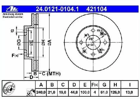 Tarcza hamulcowa HONDA - [24.0121-0104.1] (240mm)