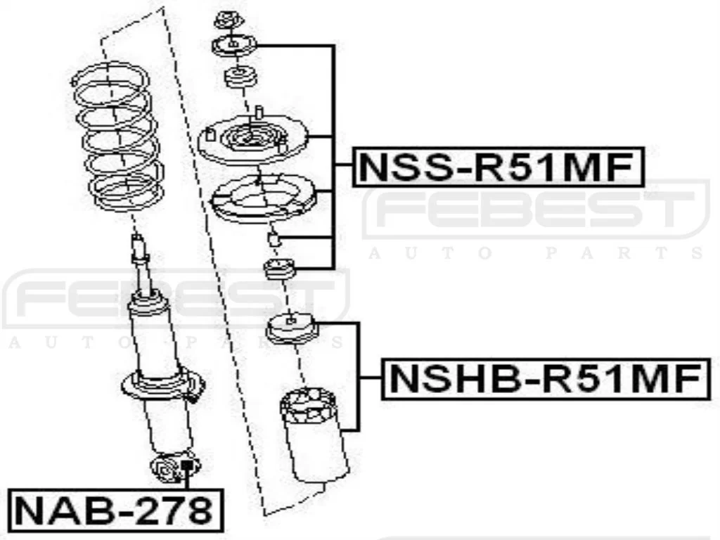 Tuleja dolna amortyzatora przód NISSAN - [NAB-278] 56100-EB31D, 56100-EB31E, 56100-EB39D