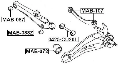 Tuleja pływająca wahacza tylnego poprzecznego/tylnego łukowego -DODGE MITSUBISHI [MAB-088Z] 4113A062