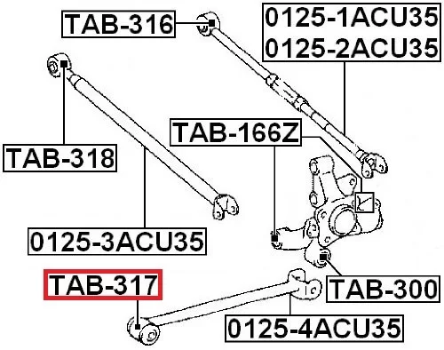 Tuleja wahacza wleczonego tylnego LEXUS TOYOTA - [ZTT-TY-030B](#48725­-33020­,48780-0E020)